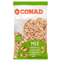 Mix Arachidi, Anacardi, Mandorle e Nocciole Tostato e Salato 300 g Conad