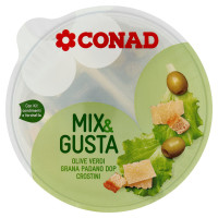 Mix & Gusta Olive Verdi Grana Padano DOP Crostini 120 g Conad
