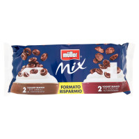 Müller Mix 2 Yogurt Bianco Più Anelli al Cioccolato 2 Yogurt Bianco Più Fiocchi al Cioccolato 4x150g
