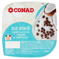 Due bontà yogurt cremoso al cocco più palline al cioccolato 150 g Conad