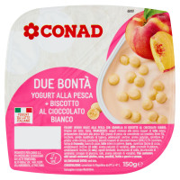 CONAD Due Bontà Yogurt alla Pesca   Biscotto al Cioccolato Bianco 150 g