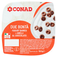 Due Bontà Yogurt Cremoso Bianco   Anelli al Cioccolato 150 g Conad