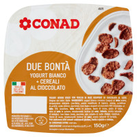 Due bontà yogurt cremoso bianco più cereali al cioccolato 150 g Conad