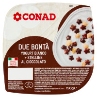 Due bontà yogurt cremoso bianco più stelline al cioccolato 150 g Conad