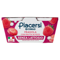 PIACERSI CONAD Fragola con Frutta in Pezzi Senza Lattosio 2 x 125 g