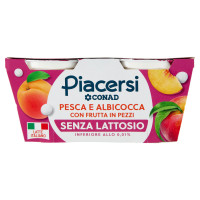 PIACERSI CONAD Pesca e Albicocca con Frutta in Pezzi Senza Lattosio 2 x 125 g