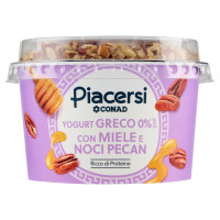 PIACERSI CONAD Yogurt Greco 0% grassi* con Miele e Noci Pecan 160 g