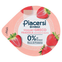 PIACERSI CONAD Yogurt Greco Fragola con Pezzi di Frutta 0% di Grassi 170 g
