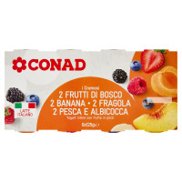 I Cremosi Yogurt intero 2 Frutti di Bosco 2 Banana 2 Fragola 2 Pesca e Albicocca 8 x 125 g Conad