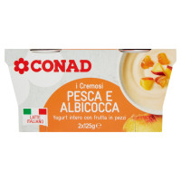 I Cremosi Yogurt intero con frutta in pezzi Pesca e Albicocca 2 x 125 g Conad