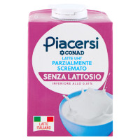 PIACERSI CONAD Latte UHT Parzialmente Scremato Senza Lattosio 500 ml