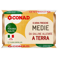 6 Uova Fresche da Galline Allevate a Terra Medie Percorso Qualità Conad