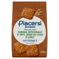 Frollini con Farina Integrale e di Teff con Semi di Chia e Lino 300 g Conad