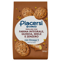 Frollini con Farina Integrale, Quinoa, Miele e Zenzero 300 g Piacersi Conad
