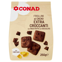 CONAD Frollini al cacao Extra Croccanti con Maxi Pepite di Cioccolato 250 g