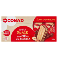 Wafer Snack con Crema alla Nocciola 5 confezioni 225 g Conad