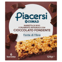 PIACERSI CONAD Barretta di Riso e Frumento Integrale con Cioccolato Fondente 6 x 21,5 g