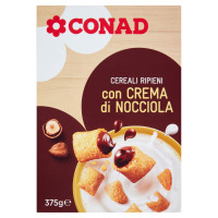 Cereali croccanti ripieni di crema al cioccolato e nocciole 375g Conad