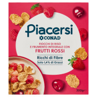 Fiocchi di riso e frumento integrale con Frutti Rossi 300 g Piacersi Conad