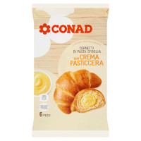 Cornetti di Pasta Sfoglia con Crema Pasticcera 6 Pezzi 300 g Conad