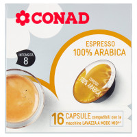 Espresso 100% Arabica 16 Capsule compatibili con le macchine Lavazza a Modo Mio 120 g Conad
