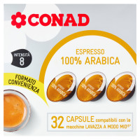 Espresso 100% Arabica 32 Capsule compatibili con le macchine Lavazza a Modo Mio 240 g Conad