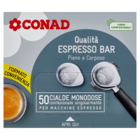 Qualità Espresso Bar 50 Cialde Monodose per Macchine Espresso 350 g Conad