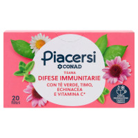 PIACERSI CONAD Tisana Difese Immunitarie con Tè Verde Timo Echinacea Vitamina C* 20 filtri da 2,5 g