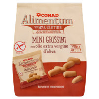 Mini Grissini con olio extra vergine d'oliva 6 Monoporzioni 180 g Alimentum Senza Glutine Conad
