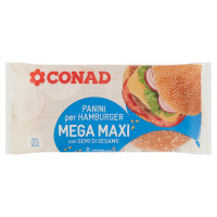 Panini per Hamburger Mega Maxi con Semi di Sesamo 2 x 125 g Conad