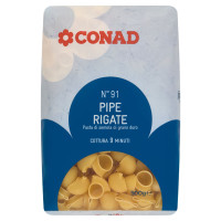 Pasta di Semola di Grano Duro N°91 Pipe Rigate 500 g Conad