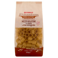 CONAD Alimentum Senza Glutine Mezzi Rigatoni con mais e riso integrale 500 g