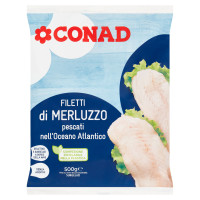 Filetti di Merluzzo pescati nell'Oceano Atlantico Surgelati 500 g Conad