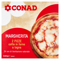 Margherita 2 Pizze cotte in forno a legna Surgelate 640 g Conad