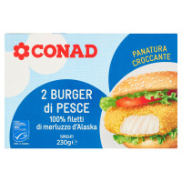 2 Burger di Pesce Surgelati 230 g Conad