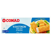 18 Bastoncini 100% filetti di merluzzo Surgelati 450 g Conad