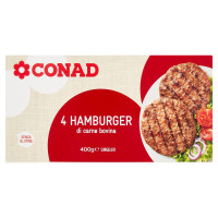 Hamburger di sola carne bovina Surgelati 4 x 100 g Conad