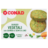 CONAD Burger Vegetali con Quinoa e Semi di Lino Surgelati 2 x 100 g