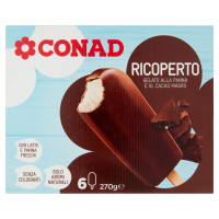 Ricoperto - gelato alla panna ricoperto al cacao magro 6 pezzi g.  270 Conad