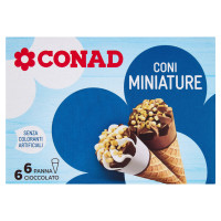 Cono Miniature 6 panna e 6 cioccolato 12 pz g. 225 Conad