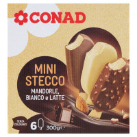 Mini Stecco Mandorle, Bianco e Latte 6 gelati 300 g Conad