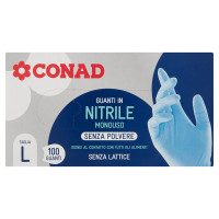 Guanti in Nitrile Monouso Senza Polvere Taglia L 100 Guanti Conad