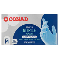 Guanti in Nitrile Monouso Senza Polvere Taglia M 100 Guanti Conad