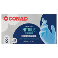 Guanti in Nitrile Monouso Senza Polvere Taglia S 100 Guanti Conad