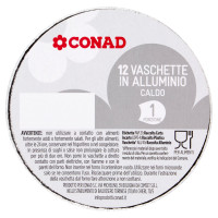 Vaschette in Alluminio Caldo 1 Porzione 12 pezzi Conad