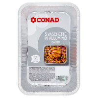 Vaschette in Alluminio Caldo 2 Porzioni 5 pezzi Conad