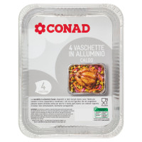 Vaschette in Alluminio Caldo 4 Porzioni 4 pezzi Conad