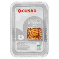 Vaschette in Alluminio Caldo 6 Porzioni 2 pezzi Conad