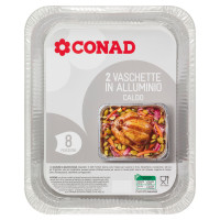 Vaschette in Alluminio Caldo 8 Porzioni 2 pezzi Conad