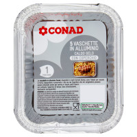 Vaschette in Alluminio Caldo Gelo con Coperchio 1 Porzione 5 pezzi Conad